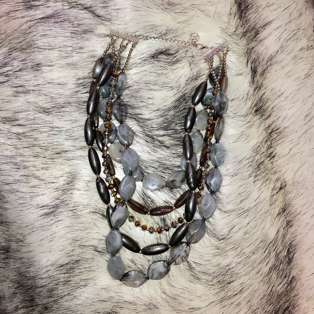 Erica Lyons Gray Multi Chain Beaded Necklace 20$